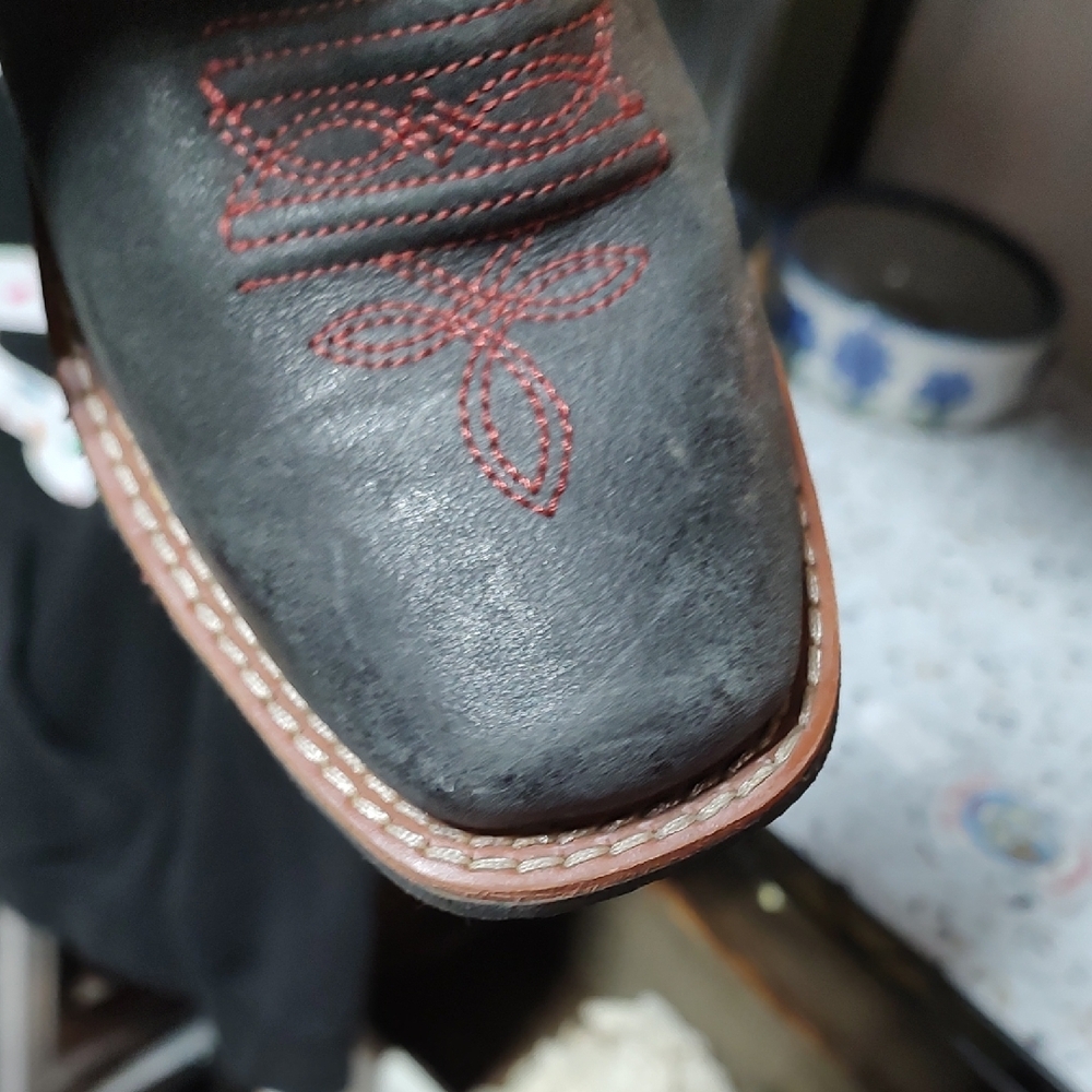 Dan Post Kids Western Boots - Black and Red with Yellow Accents - Picture 14 of 16